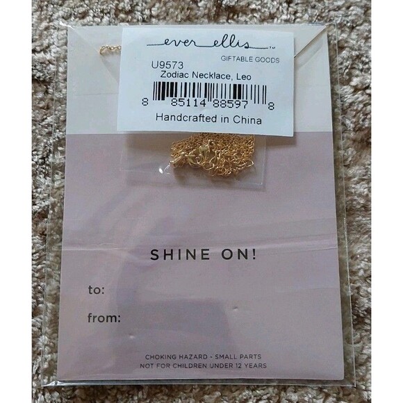 Leo Zodiac Bar Necklace 18K Gold Plated Ever Ellis 16" July 23 - August 22 - Picture 2 of 2